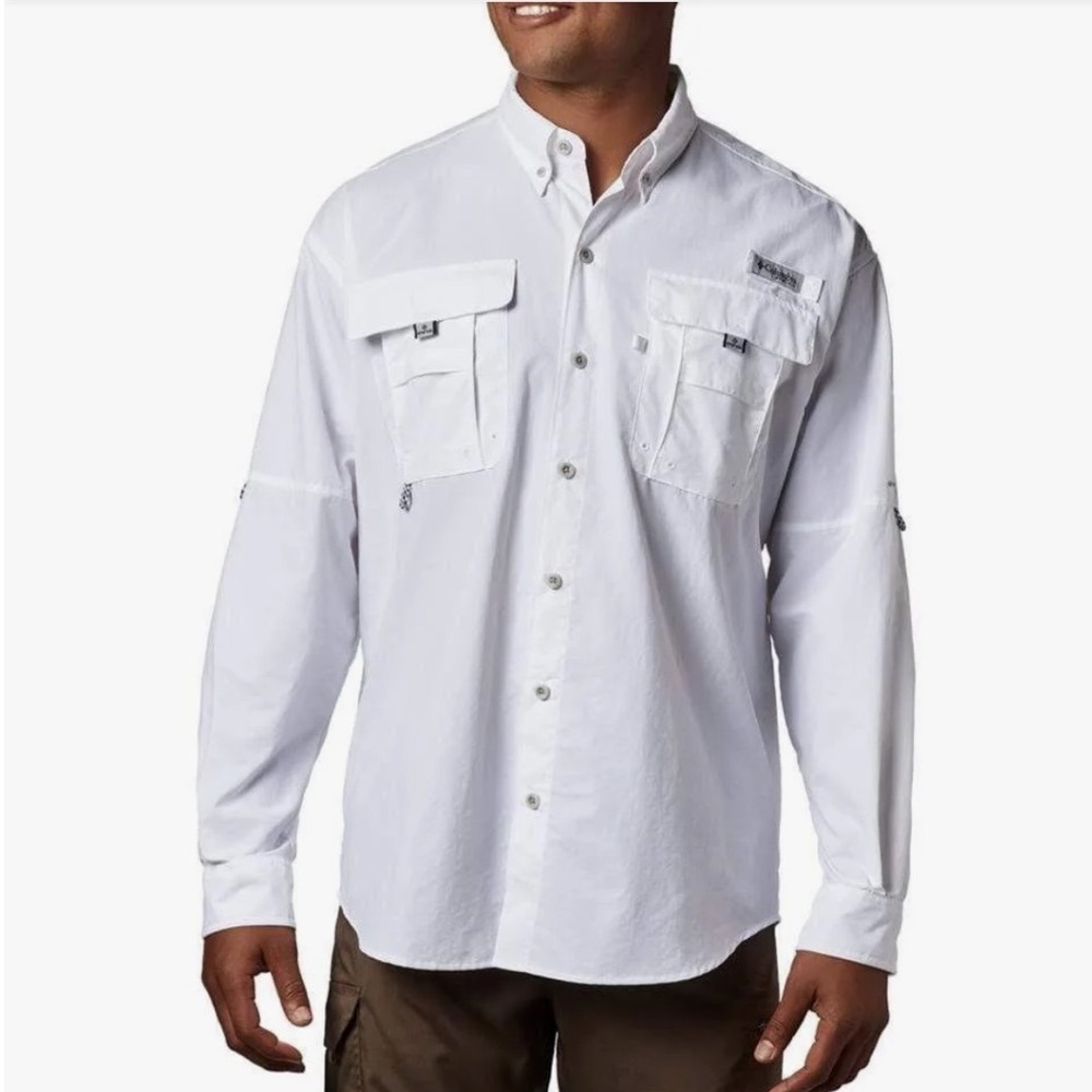 Columbia PFG Bahama II LS Fishing Shirt White Mens Large Gorpcore Hiking *READ
